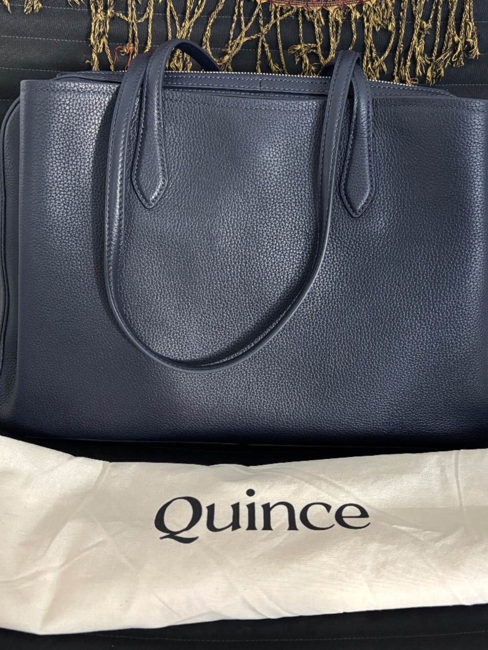 Like New Quince Triple Compartment Work Tote in Navy